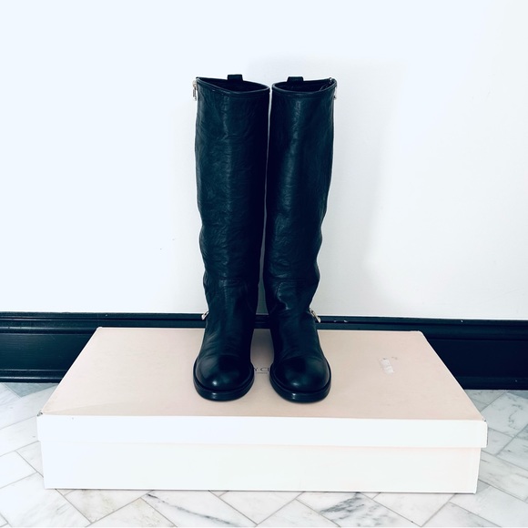 NIB AUTHENTIC JIMMY CHOO DOREEN BIKER LEATHER RIDING BOOTS....GET THE LV LOOK - Picture 4 of 11